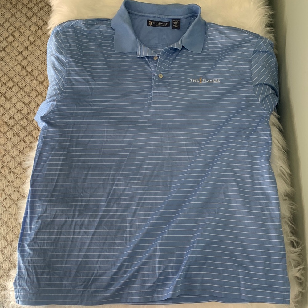 Oxford Golf The Players XL Blue & White Striped Polo